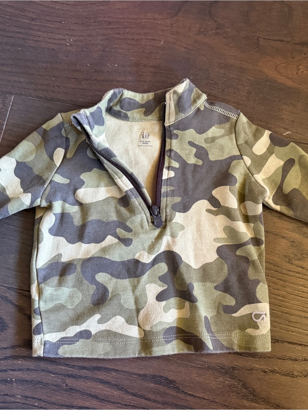 GAP Baby Camo Half-Zip Pullover - Olive, Khaki, Brown